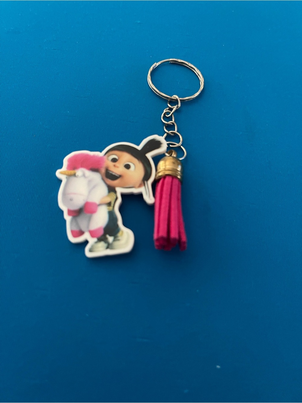 Pink Unicorn Tassel Keychain with Character Charm